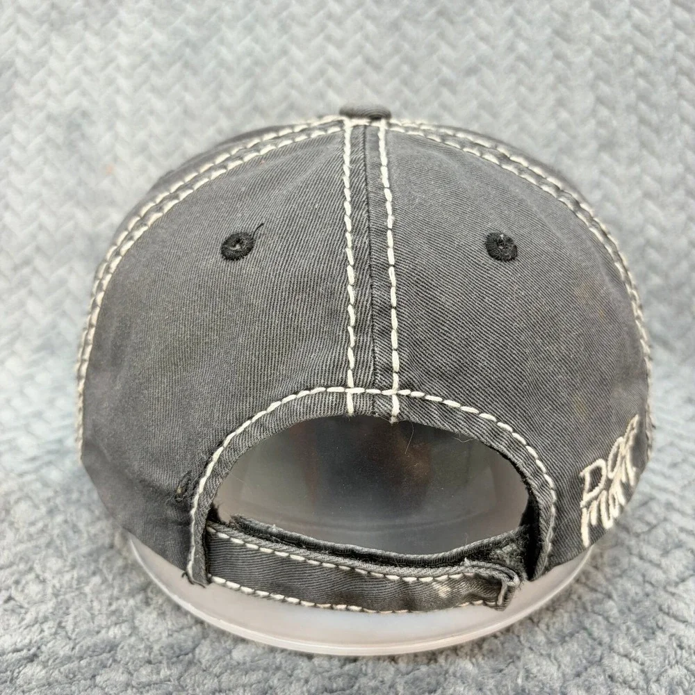 Dog Mom Distressed Baseball Cap Gray Adjustable Hat with Contrast Stitching